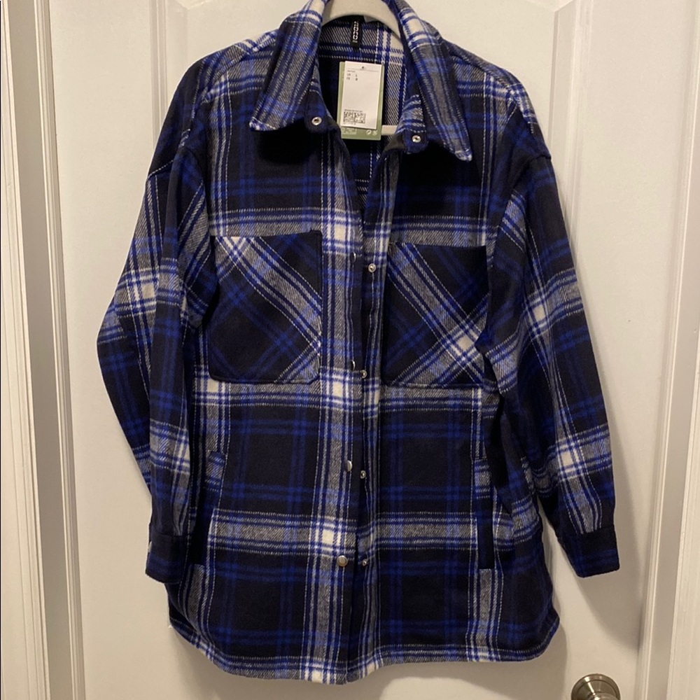 HM Plaid Blue Jacket (Shacket) Size L